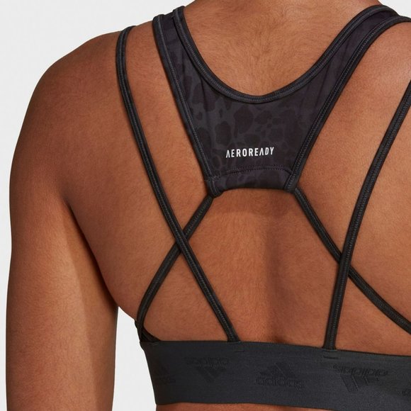 NEW Adidas Aeroready Hyperglam Light Support Bra Women's SZ XL HM8638 BLACK - Picture 4 of 8